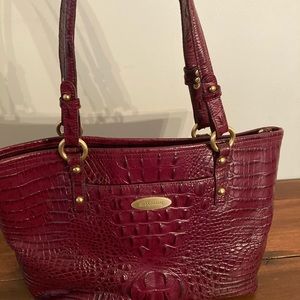 Classic Mahogany Brahmin Croc Shoulder Bag